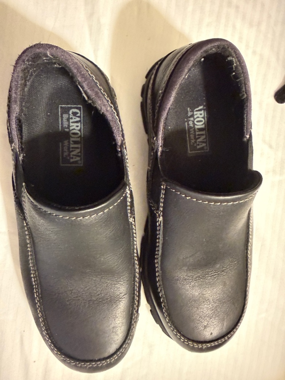 Carolina Black Leather Slip-On Steel Toe Loafers for Women
